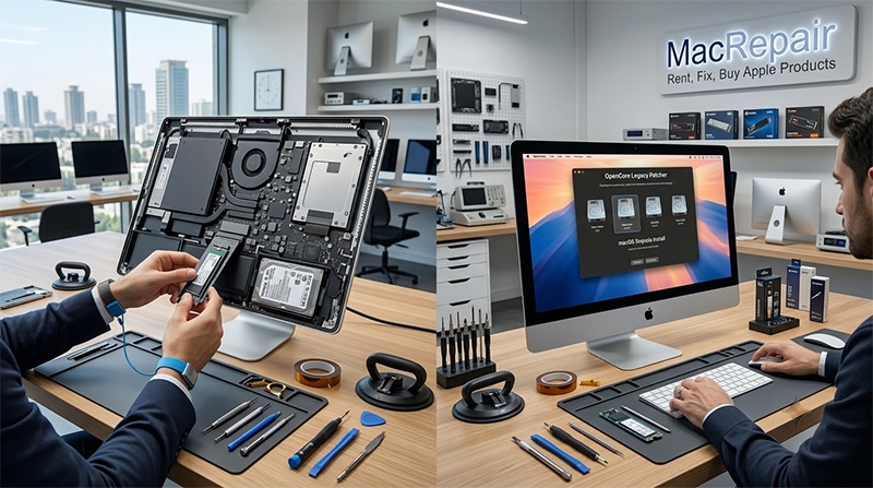 mac repair support install new OS X on old imacs, macbook pro air with open core legacy. it's work perfect with all drivers!