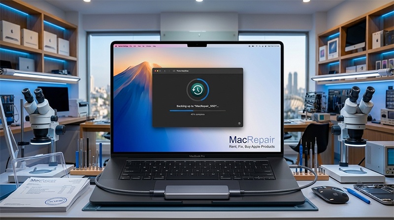 mac repair recommend to back up your mac with time machine to external drive